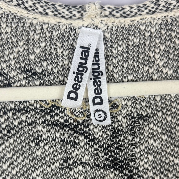 Desigual 99% Cotton Black & Cream Floral Patterned Open Cardigan Size Small - Picture 2 of 11